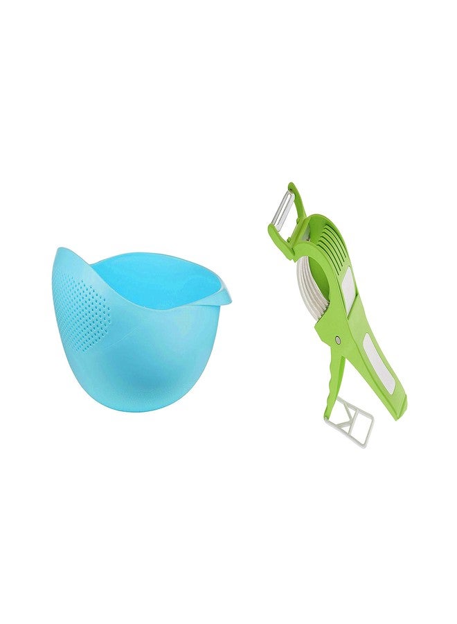 Kitchen4U Plastic Veg Cutter and Rice Strainer, 2-Piece, Colour May Vary Colour - Image 1